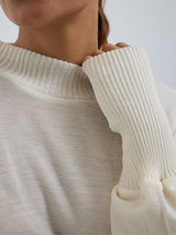 Seamless Basic Woolen Sporty Sweat | Merinould Bluse Off-white