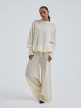 Seamless Basic Woolen Sporty Sweat | Merinould Bluse Off-white