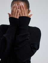 Seamless Basic Woolen Sporty Sweat | Merinould Bluse Sort