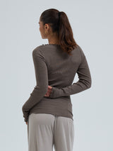Seamless Basic Wooly Boat Neck | Uld Silke Bluse Fungi