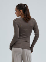 Seamless Basic Wooly Boat Neck | Uld Silke Bluse Fungi
