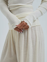 Seamless Basic Wooly Boat Neck | Uld Silke Bluse Off-white