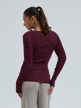 Seamless Basic Wooly Boat Neck | Uld Silke Bluse Vineyard
