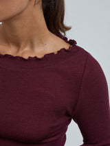 Seamless Basic Wooly Boat Neck | Uld Silke Bluse Vineyard