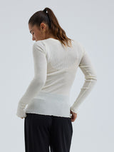 Seamless Basic Wooly Long Sleeve | Uld Silke Bluse Off-white