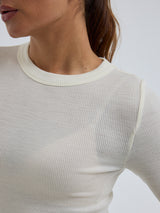 Seamless Basic Wooly Long Sleeve | Uld Silke Bluse Off-white