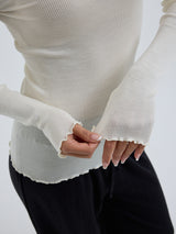 Seamless Basic Wooly Long Sleeve | Uld Silke Bluse Off-white