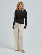 Seamless Basic Wooly Long Sleeve | Uld Silke Bluse Sort