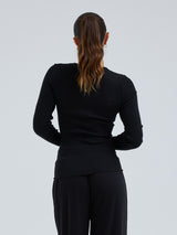 Seamless Basic Wooly Long Sleeve | Uld Silke Bluse Sort