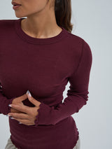 Seamless Basic Wooly Long Sleeve | Uld Silke Bluse Vineyard