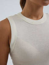 Seamless Basic Wooly Tank | Uld Silke Tanktop Off-white