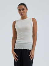 Seamless Basic Wooly Tank | Uld Silke Tanktop Off-white