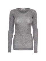 Seamless Basic Woolen Jade | Merinould L/S T-Shirt Gråmelange