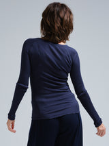 Seamless Basic Silky Jade | Silke Bluse Navy