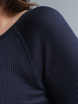 Seamless Basic Silky Jade | Silke Bluse Navy