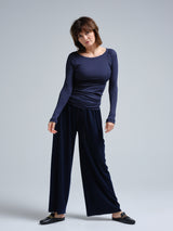 Seamless Basic Silky Jade | Silke Bluse Navy