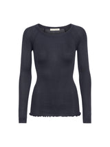 Seamless Basic Silky Jade | Silke Bluse Navy