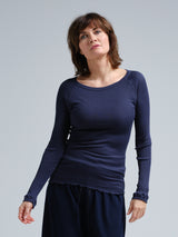 Seamless Basic Silky Jade | Silke Bluse Navy