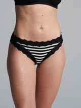 Seamless Basic Silky Tanga | Silke 2-pack Trusser Sort/Off-White