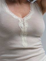 Seamless Basic Woolen Lacey | Merinould Tanktop Off-white