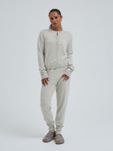 Seamless Basic Classic Cardigan | Uld Cashmere Cardigan Ecru Melange