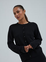 Seamless Basic Classic Cardigan | Uld Cashmere Cardigan Sort