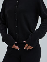 Seamless Basic Classic Cardigan | Uld Cashmere Cardigan Sort