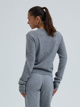 Seamless Basic Classic Crew Neck | Uld Cashmere Cardigan Ash Melange