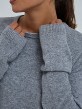 Seamless Basic Classic Crew Neck | Uld Cashmere Cardigan Ash Melange