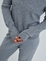 Seamless Basic Classic Crew Neck | Uld Cashmere Cardigan Ash Melange