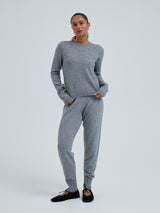 Seamless Basic Classic Crew Neck | Uld Cashmere Cardigan Ash Melange