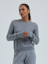 Seamless Basic Classic Crew Neck | Uld Cashmere Cardigan Ash Melange