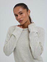 Seamless Basic Classic Crew Neck | Uld Cashmere Cardigan Ecru Melange