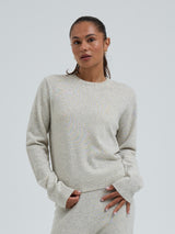 Seamless Basic Classic Crew Neck | Uld Cashmere Cardigan Ecru Melange