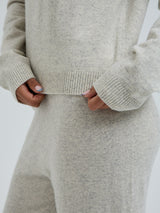 Seamless Basic Classic Crew Neck | Uld Cashmere Cardigan Ecru Melange