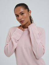 Seamless Basic Classic Crew Neck | Uld Cashmere Cardigan Powder Pink