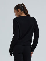 Seamless Basic Classic Crew Neck | Uld Cashmere Cardigan Sort
