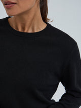 Seamless Basic Classic Crew Neck | Uld Cashmere Cardigan Sort