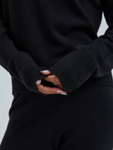 Seamless Basic Classic Crew Neck | Uld Cashmere Cardigan Sort