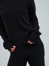 Seamless Basic Classic Crew Neck | Uld Cashmere Cardigan Sort