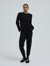 Seamless Basic Classic Crew Neck | Uld Cashmere Cardigan Sort