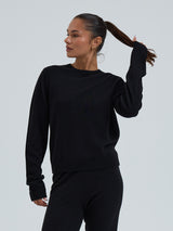 Seamless Basic Classic Crew Neck | Uld Cashmere Cardigan Sort