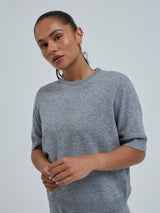 Seamless Basic Classic T-shirt | Uld Cashmere T-shirt Ash Melange