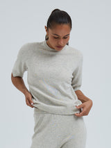 Seamless Basic Classic T-shirt | Uld Cashmere T-shirt Ecru Melange
