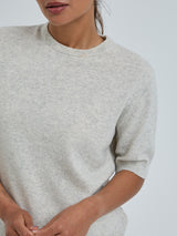 Seamless Basic Classic T-shirt | Uld Cashmere T-shirt Ecru Melange