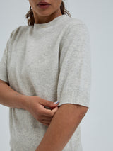Seamless Basic Classic T-shirt | Uld Cashmere T-shirt Ecru Melange