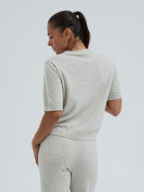Seamless Basic Classic T-shirt | Uld Cashmere T-shirt Ecru Melange