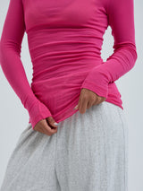 Seamless Basic Cotton Boat Neck | Bomuld L/S T-Shirt Berry Pink