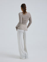 Seamless Basic Cotton Boat Neck | Bomuld L/S T-Shirt Desert Melange