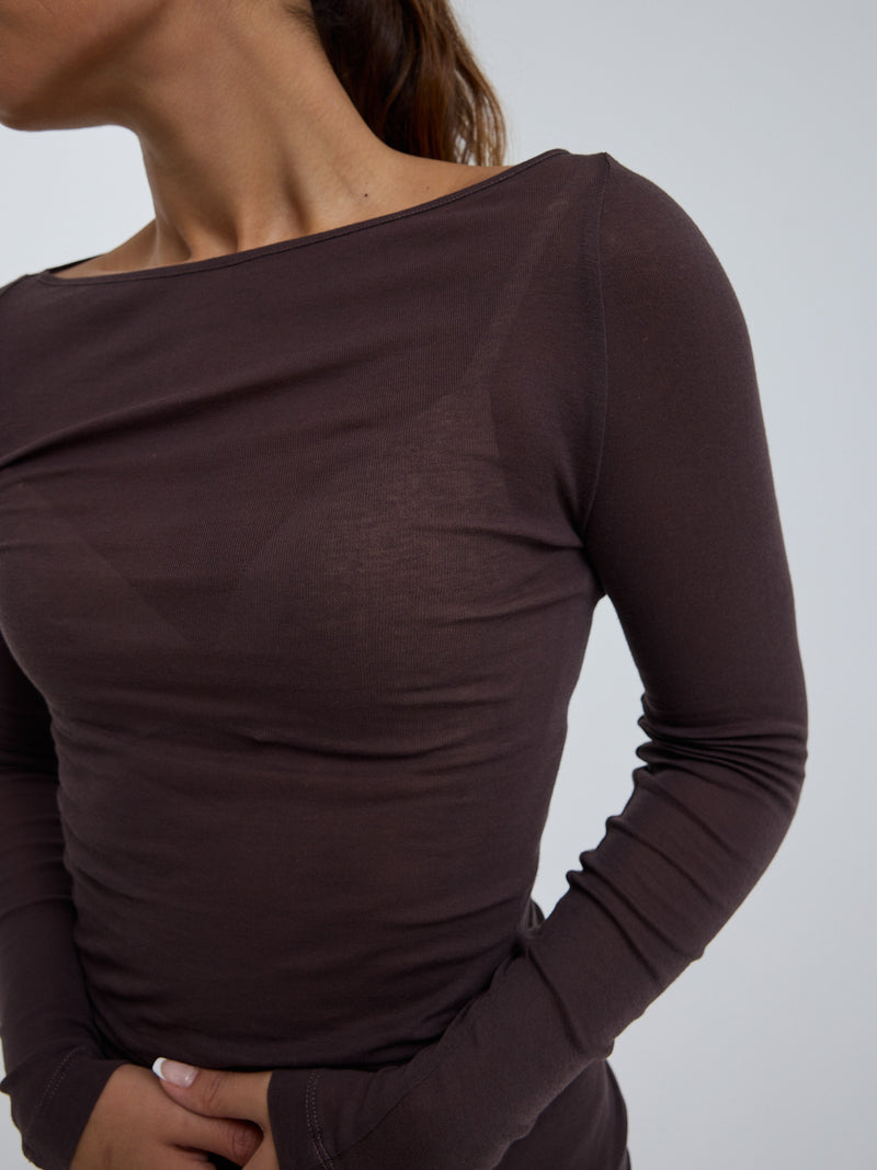 Seamless Basic Cotton Boat Neck | Bomuld L/S T-Shirt Java